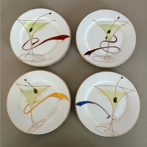 Pier 1 Happy Hour Contemporary Martini Appetizer Plates EUC